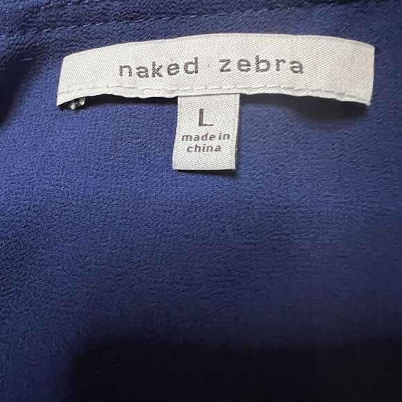 Naked Zebra Royal Blue Top W/ Embroidery & Lace Details, Key Hole Closure, Large - Picture 12 of 13